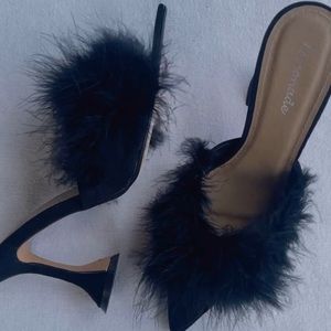 Lemonade Fluffy Abstract Heel Mules